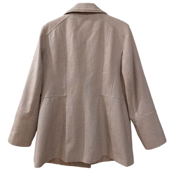 London Fog Women's Classic Wool Blend Short Coat Buttoned- Beige/Cream Size L - Picture 2 of 6